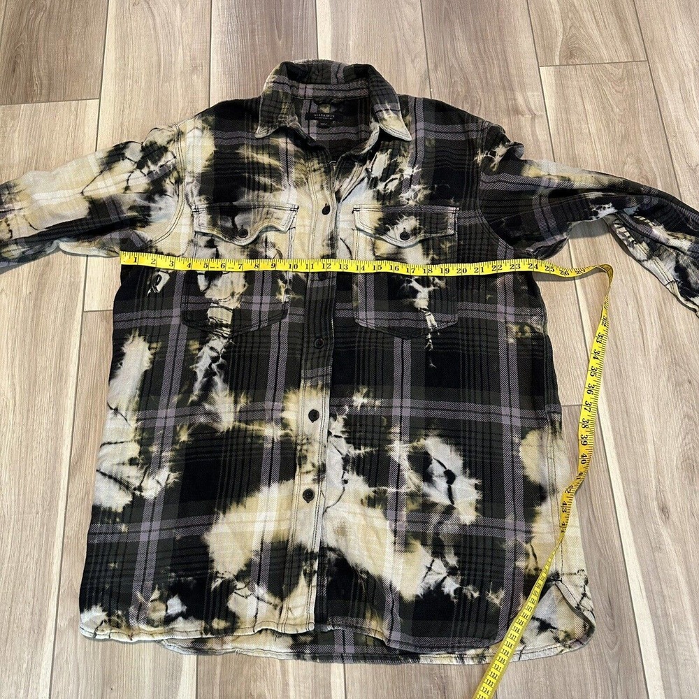 All Saints Lily Check Shacket Shirt Dress Flannel Size 8 Tie Dye Black - Picture 7 of 8